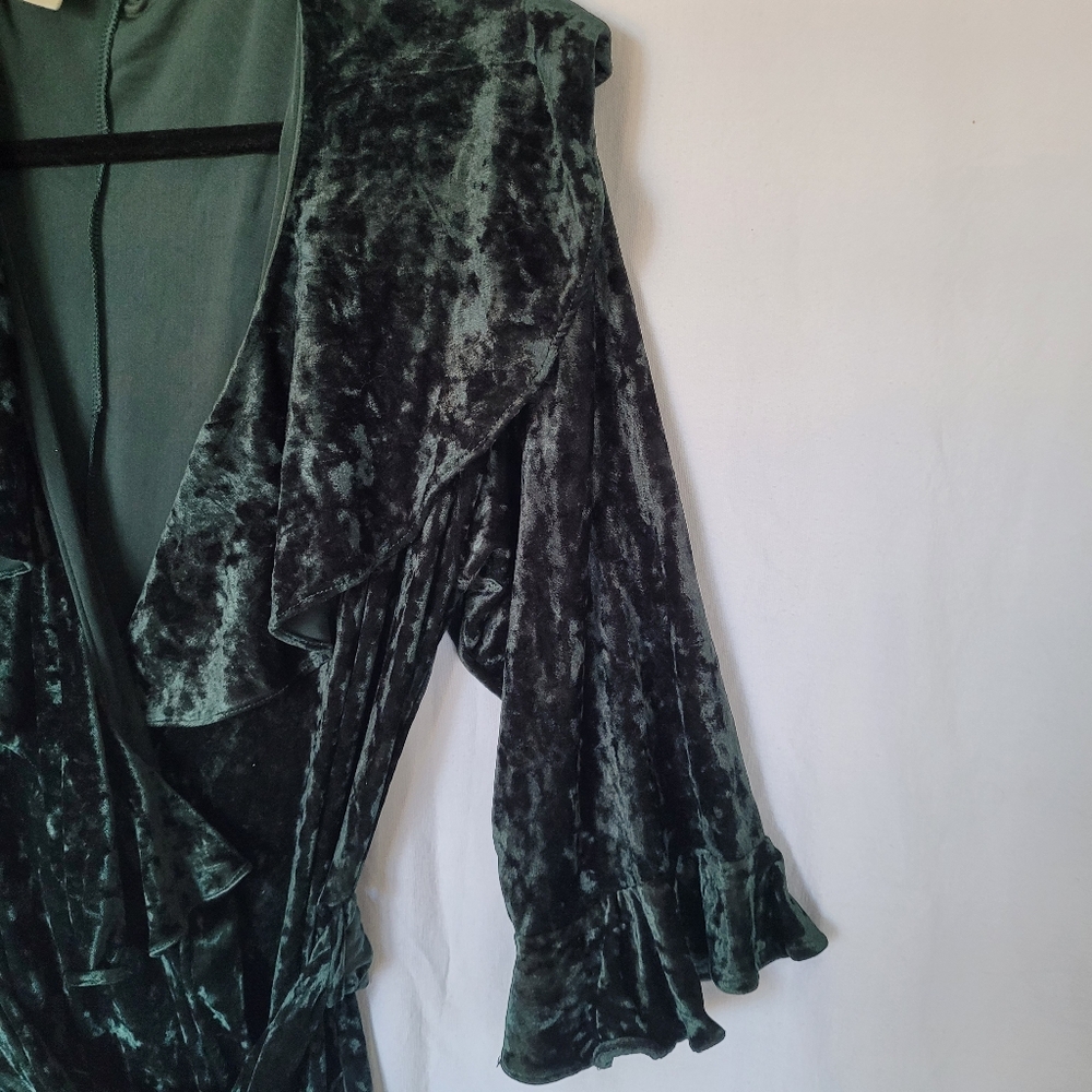 Victoria's Secret Robe Crushed Velvet Wrap Size M-L Emerald Green Moody - Picture 5 of 10